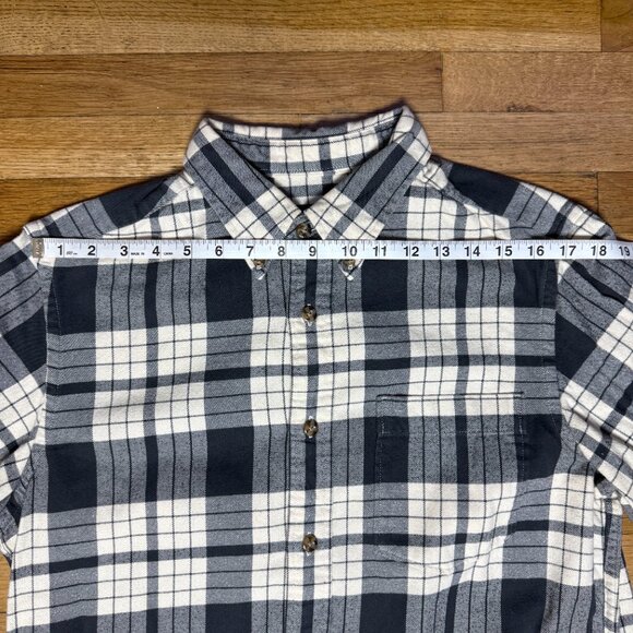 Eddie Bauer Black and White Flannel Shirt Long Sleeve Button Down Size Medium - Picture 5 of 9